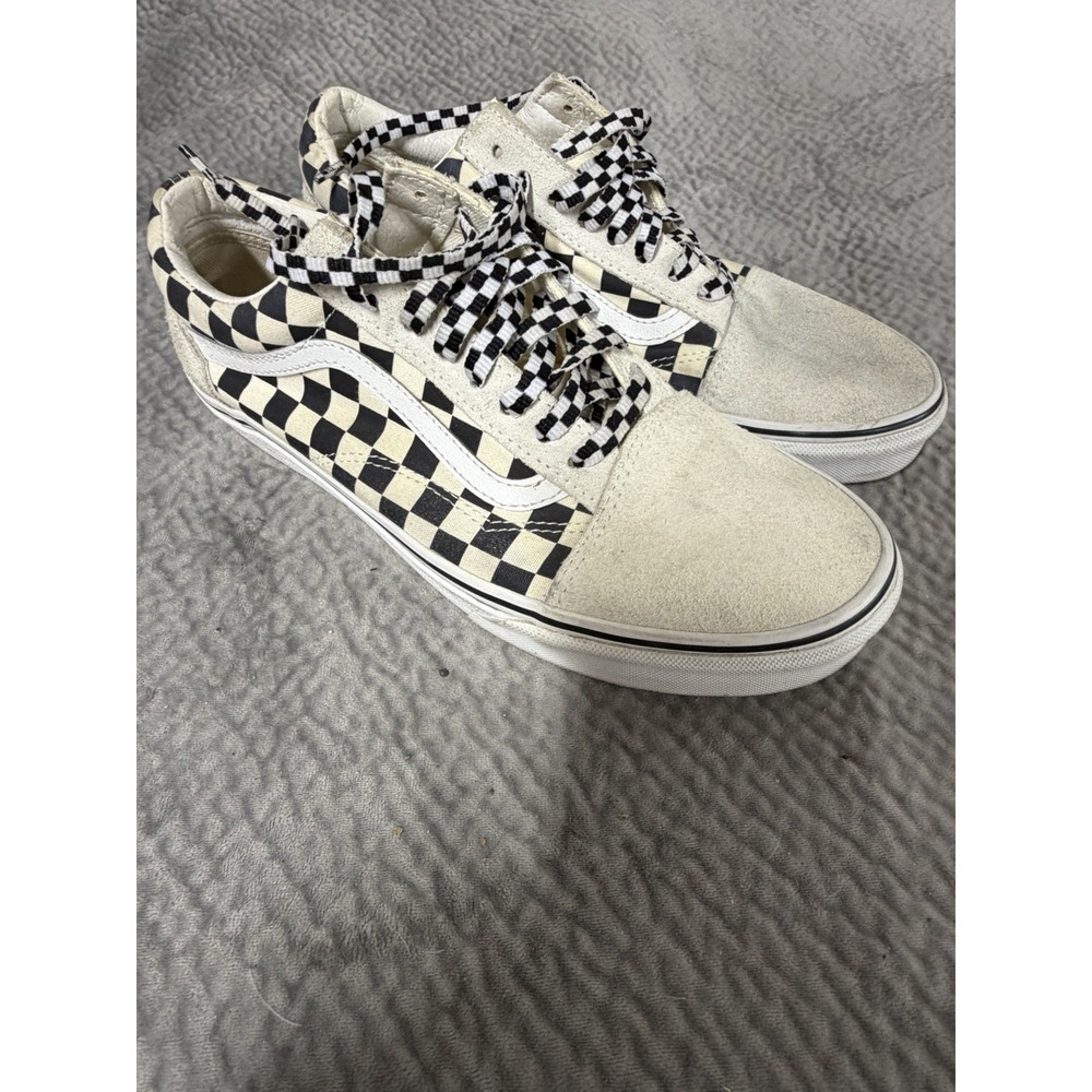 VANS Old Skool Checkerboard Suede Low Top Lace-Up Sneakers Mens 9.5 Women 11